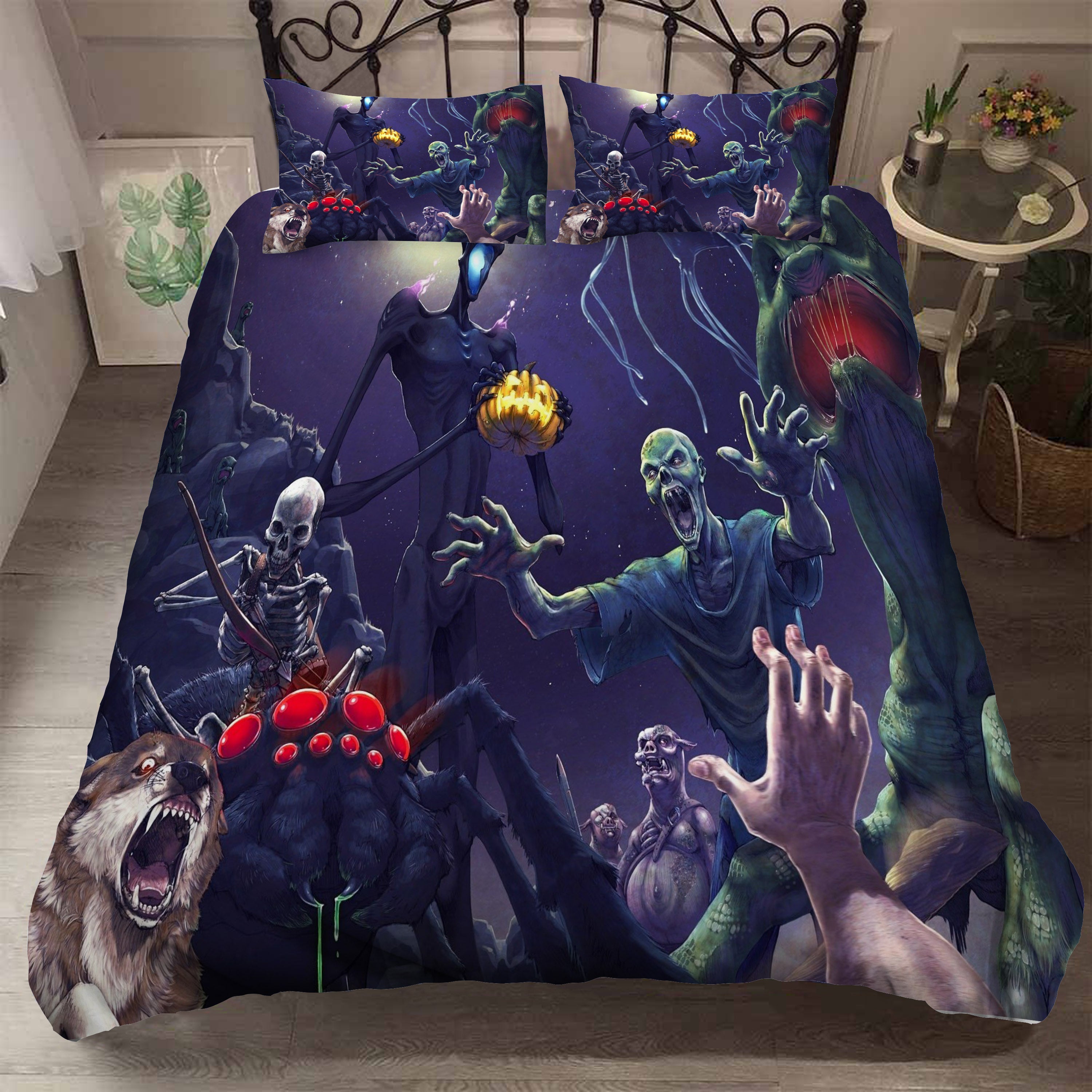 3D Halloween Skeleton Ghost Quilt Cover Set Bedding Set Duvet Cover Pillowcases 4