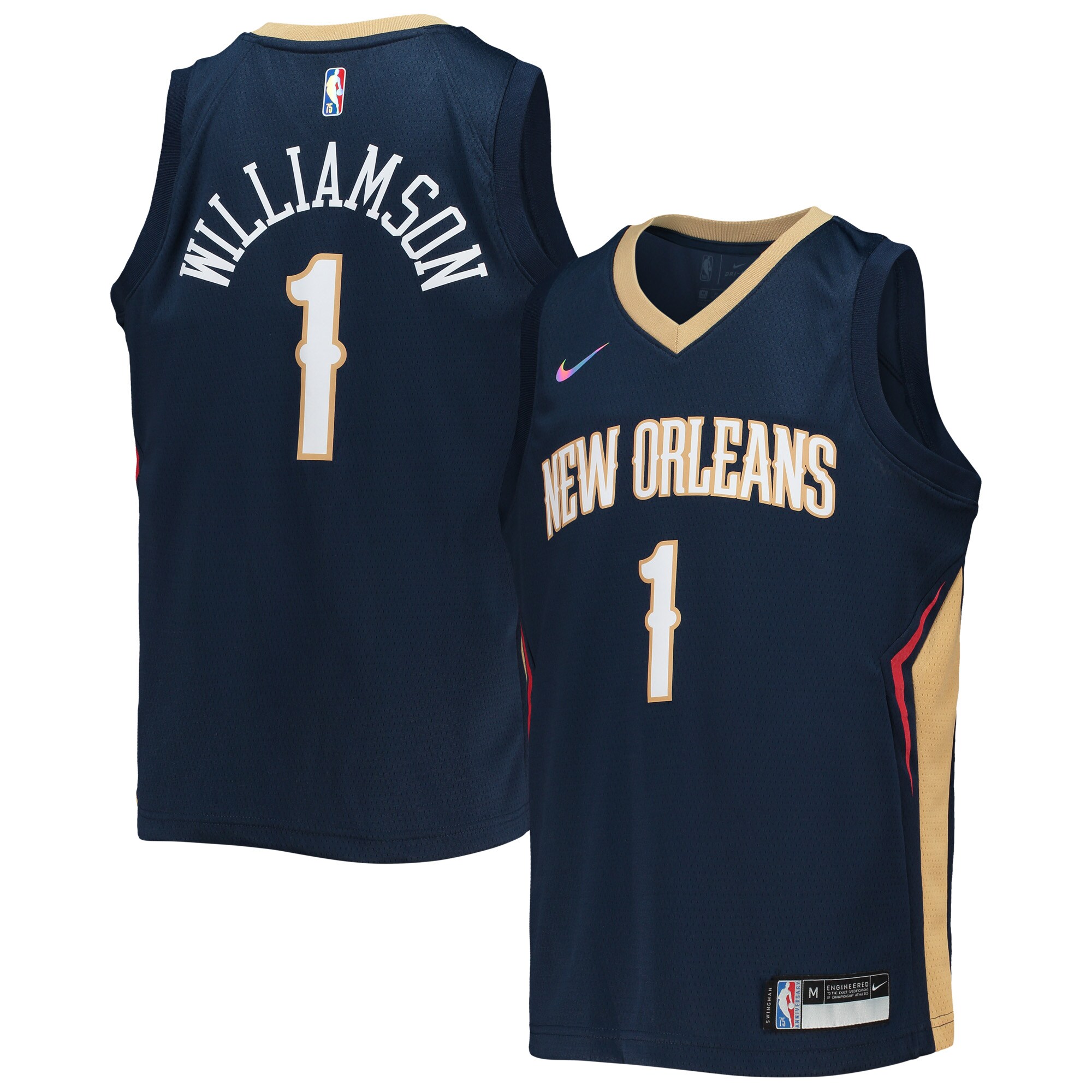 Zion Williamson New Orleans Pelicans Youth 2021/22 Diamond Swingman Jersey – Icon Edition – Navy