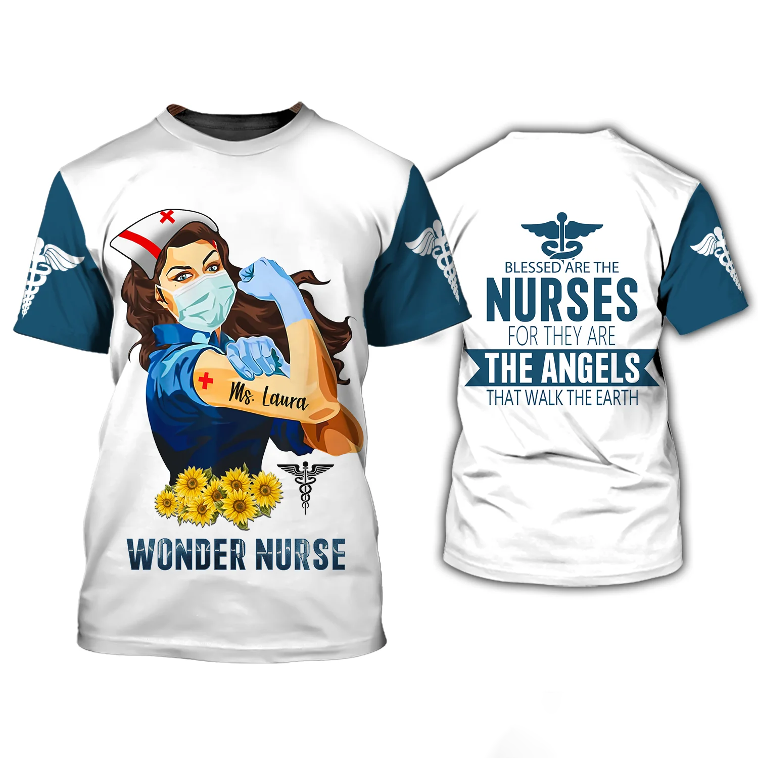 Wonder Nurse, Blessed Are The Nurses Personalized Name 3D Tshirt