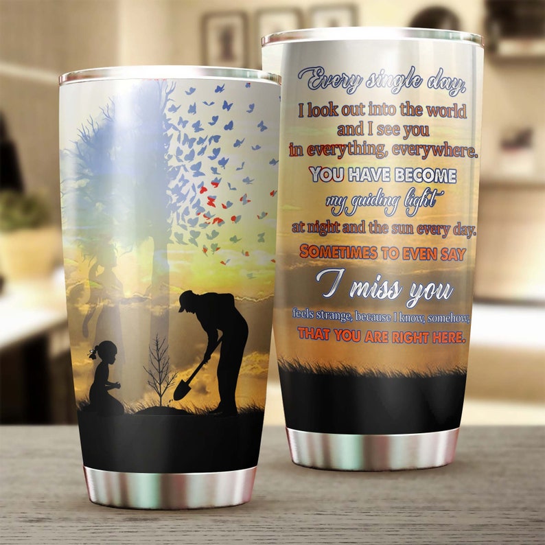 Personalized My Dad My Guiding Light I Miss You Stainless Steel Tumbler- Memorial Gift Dad – Gift For Her For Daughter