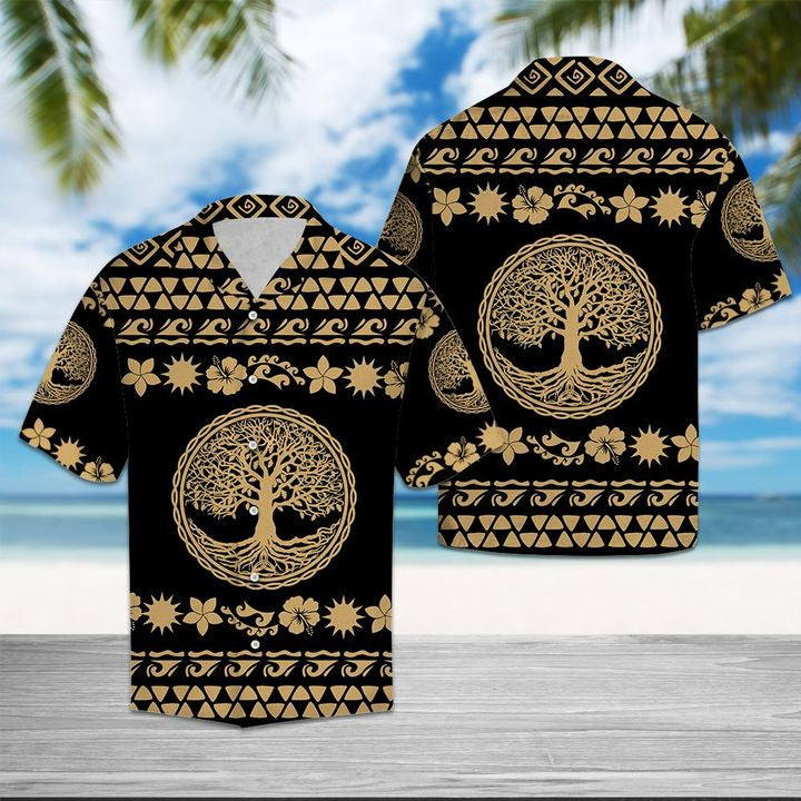 Tree Of Life Tribal Pattern Hawaiian Shirt Summer Button Up For Men, Women, Couple