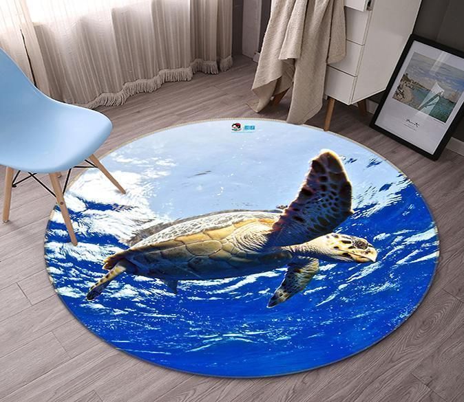 3D Blue Ocean Turtle 89 Round Rug – Round Carpet Home Decor