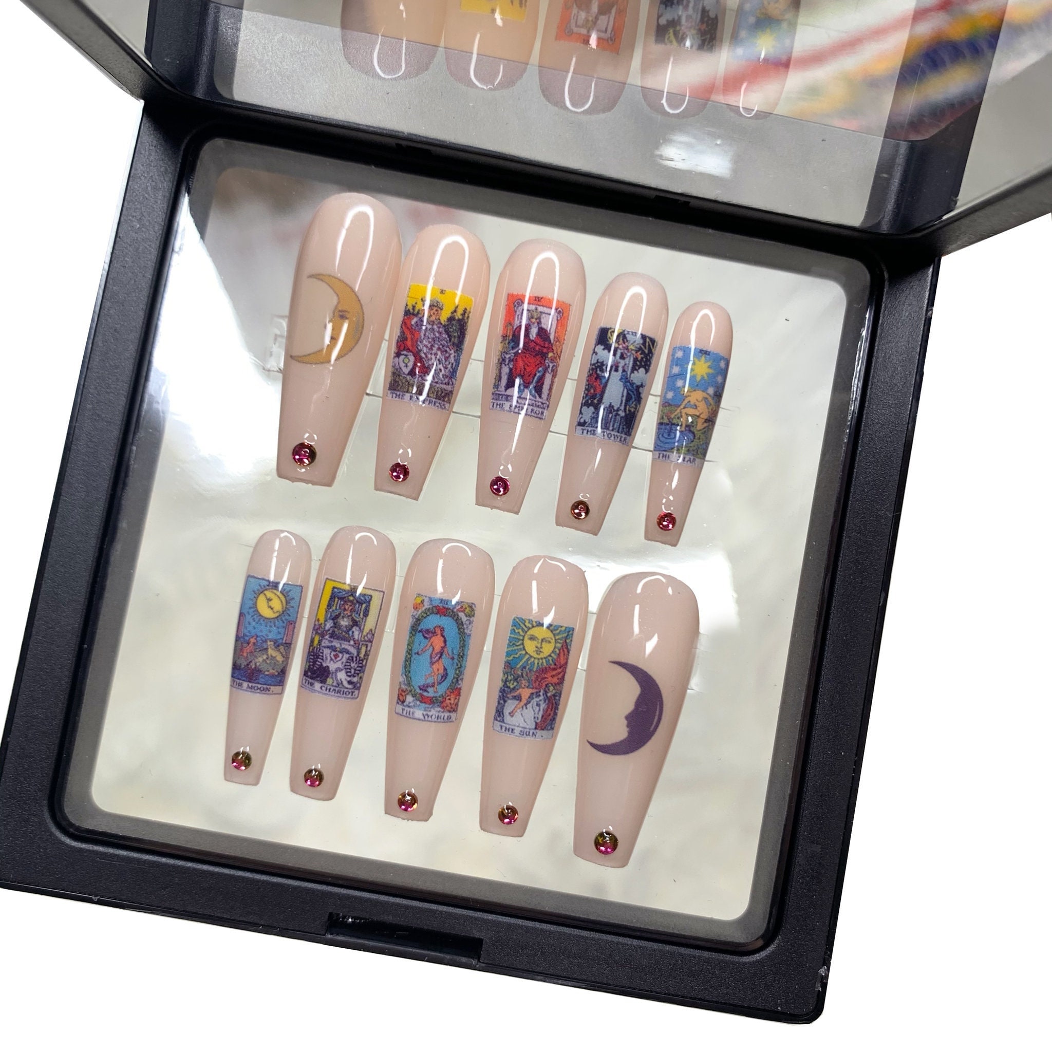 Tarot Card Press On Nails | Custom Made Nails | Fake nail set | False nails | Glue on nails | DIY Nails | Summer Nails | Press On Nail Short