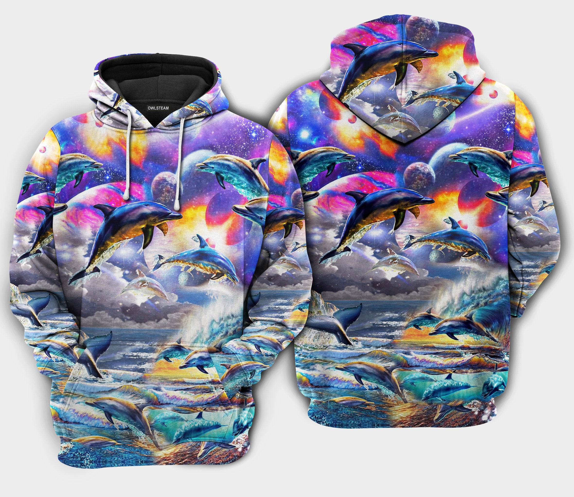 Dolphin From Ocean Into The Galaxy 3D Hoodie Hawaiian Shirt