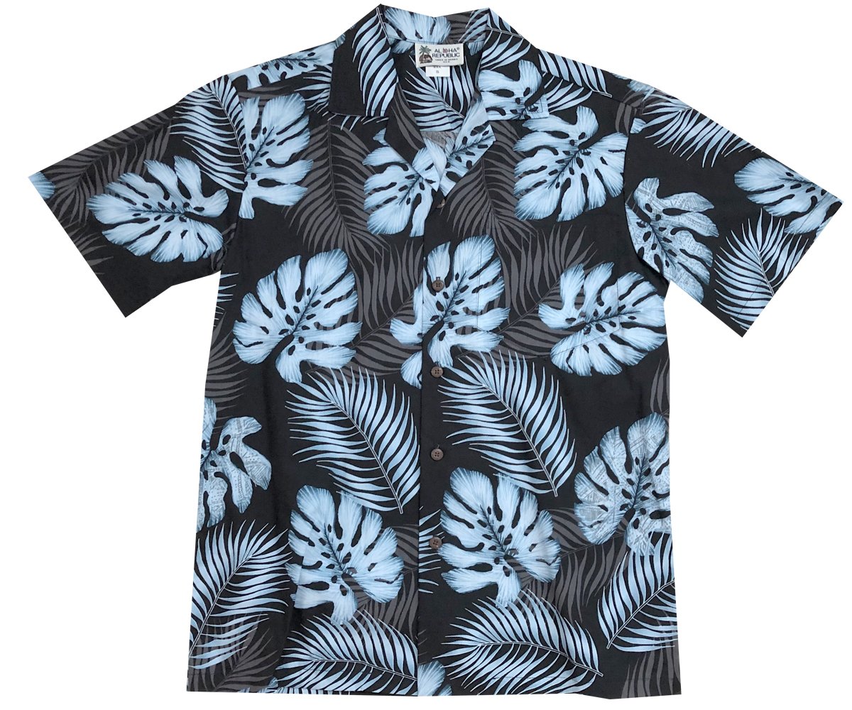 Monstera And Fern Black Hawaii Shirt Made In Summer Beach Shirts Ha99124