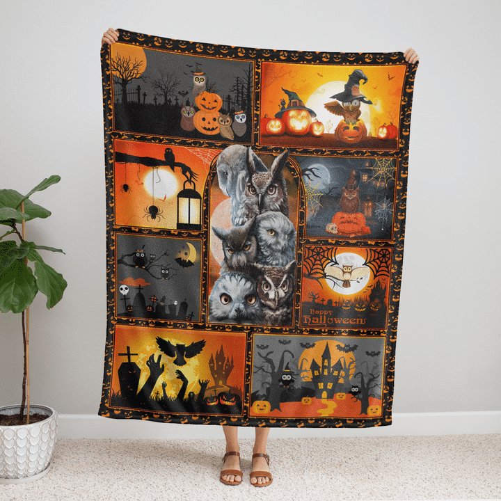 Owl Halloween Halloween Quilt Blanket