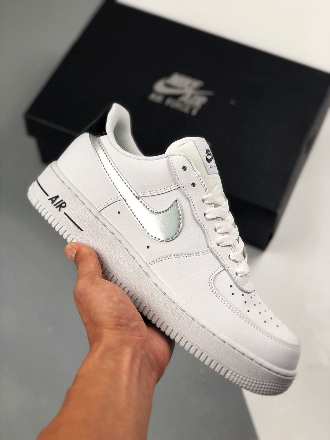 Nike Air Force 1 Low White Black Metallic Silver 5340225