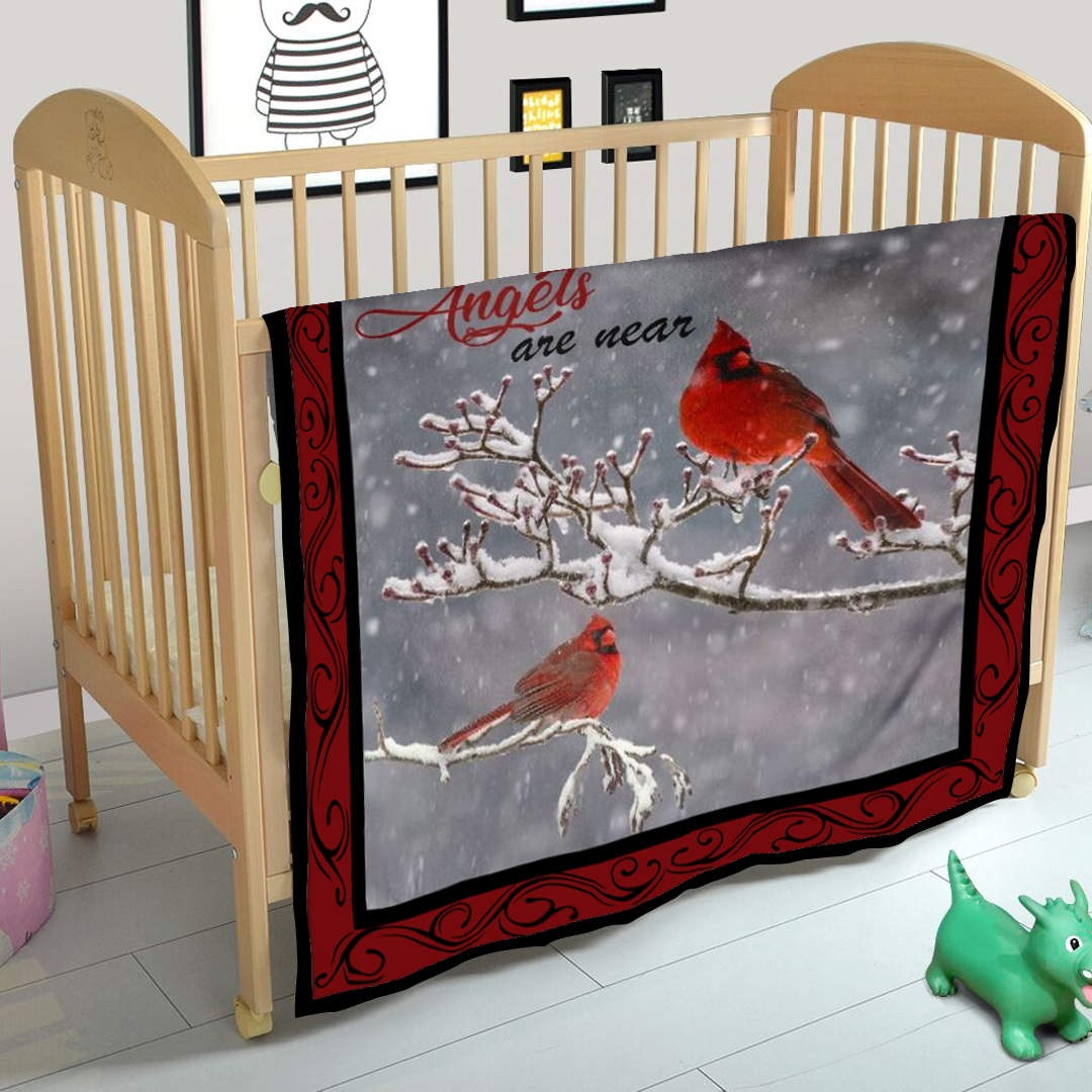 Cardinal Appear When Angels Are Near, Red Cardinal Bird Fleece  Blanket bf1842