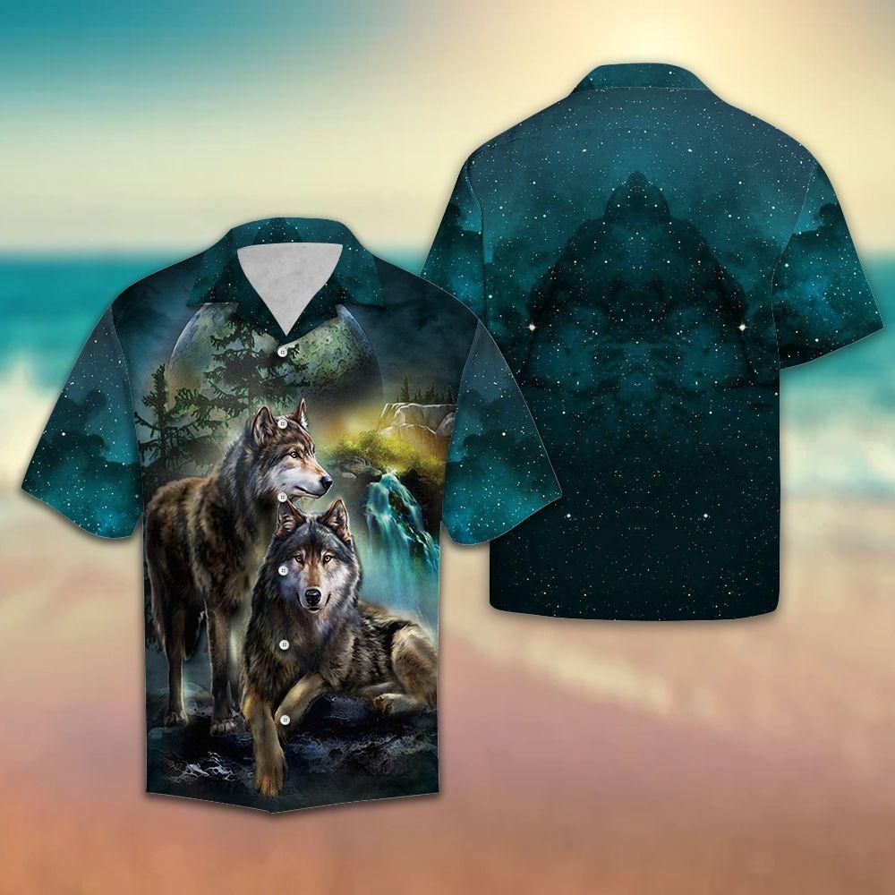 Wolf Night Aloha Hawaiian Shirt Colorful Short Sleeve Summer Beach Casual Shirt For Men And Women