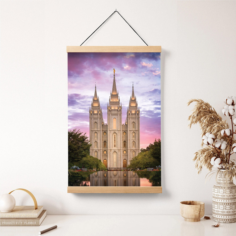 Salt Lake For Time And All Eternity Hanging Canvas Wall Art – Christian Wall Decor – Religious Canvas