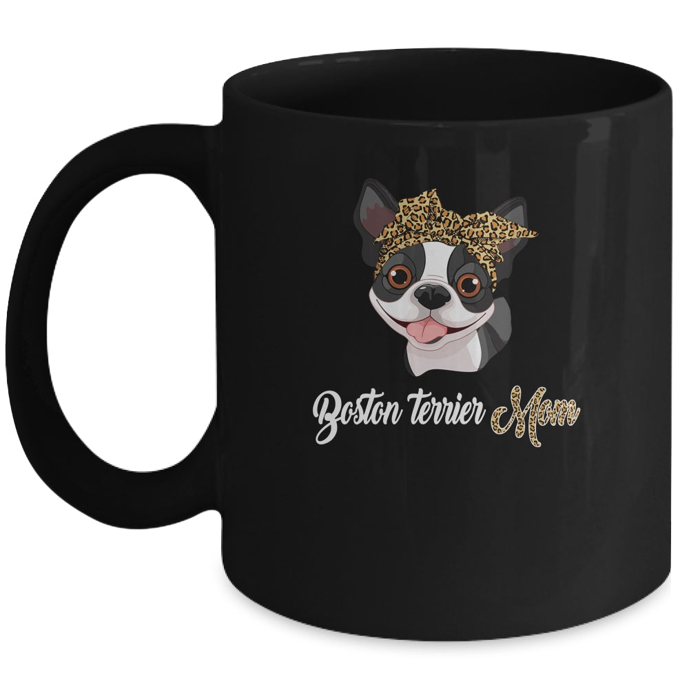 Cute Boston Terrier Mom Leopard Dog Mom Mothers Day Mug