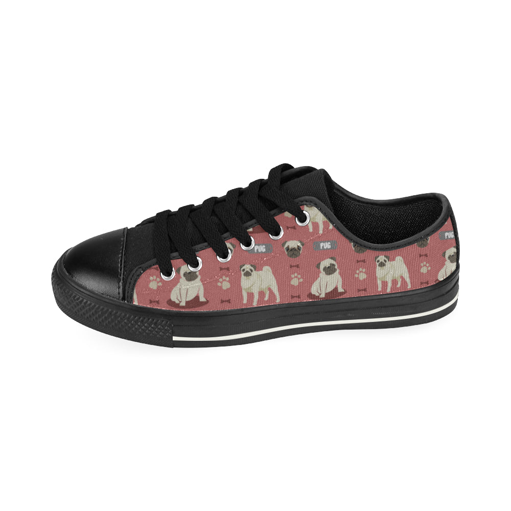 Pug Pattern Black Canvas Women’s Shoes (Large Size)