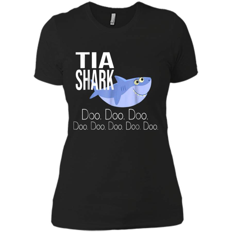 "Tia Shark" Baby Mommy Daddy Matching Family Shark  Next Level Ladies Boyfriend Tee