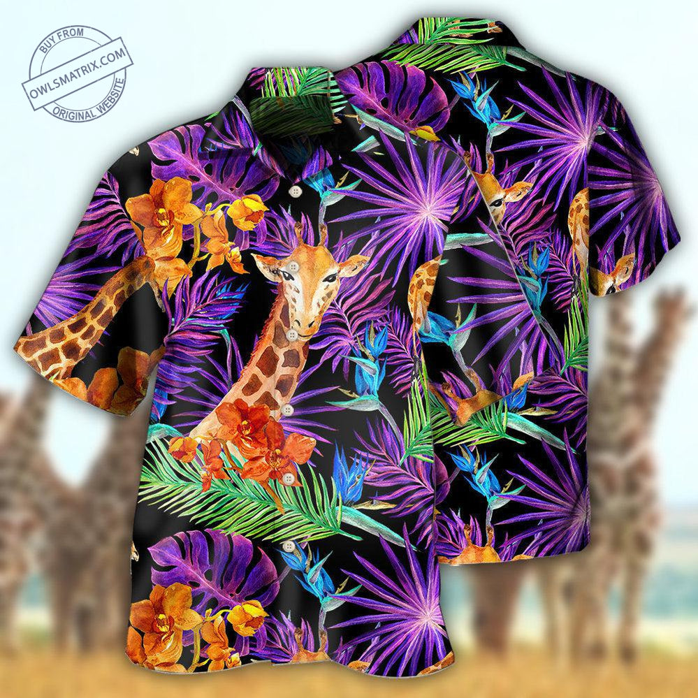 Giraffe Tropical Leaf Hawaii Shirt Ha63932