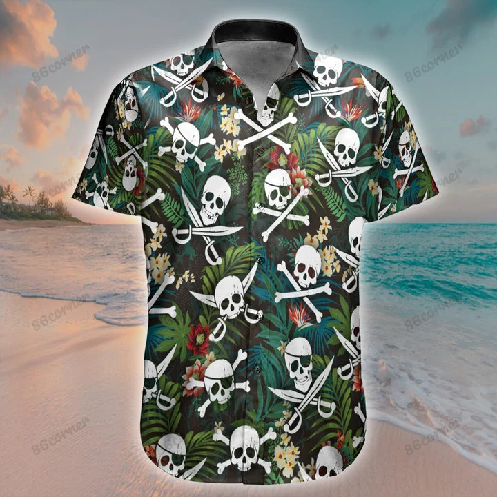 Skull Pirate Hawaiian Summer Aloha Gift For Ha95822