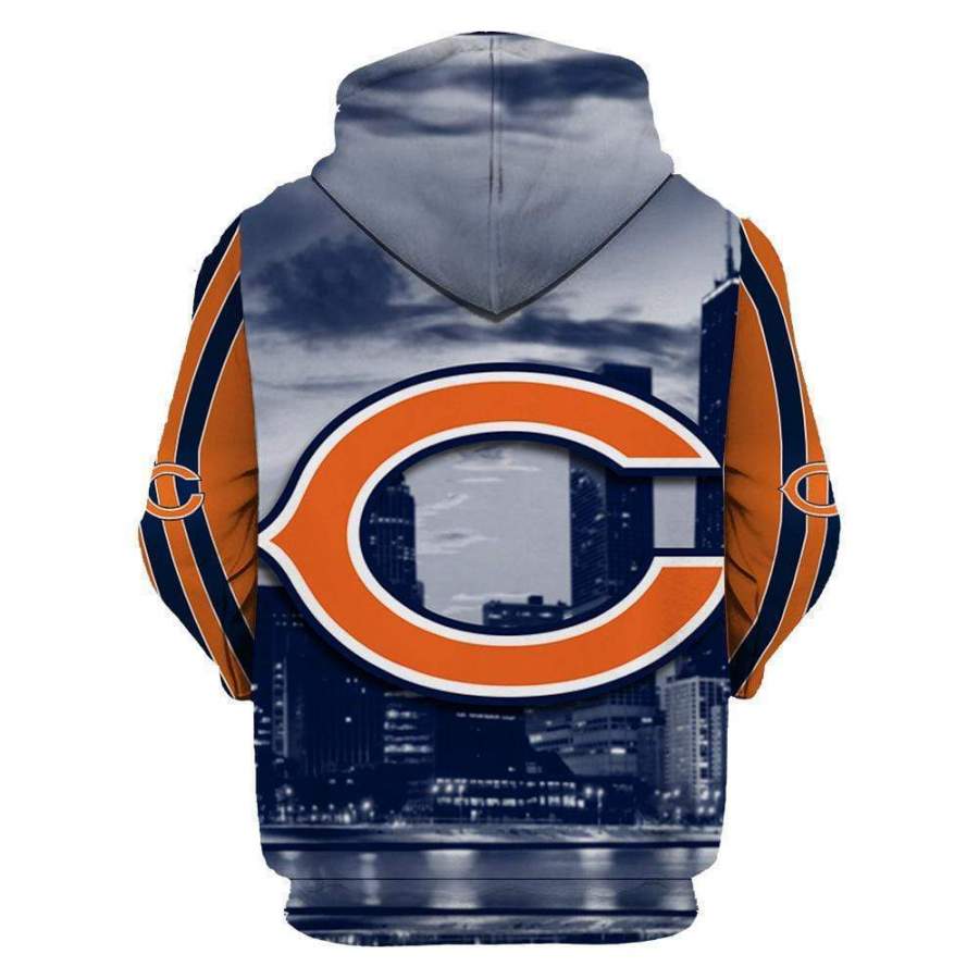 Chicago Bears 3D Printed Hooded Pocket Pullover Sweater