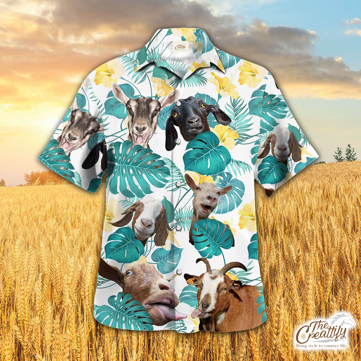 Goat In Tropical Leaves Pattern Hawaii Shirt Ha72010