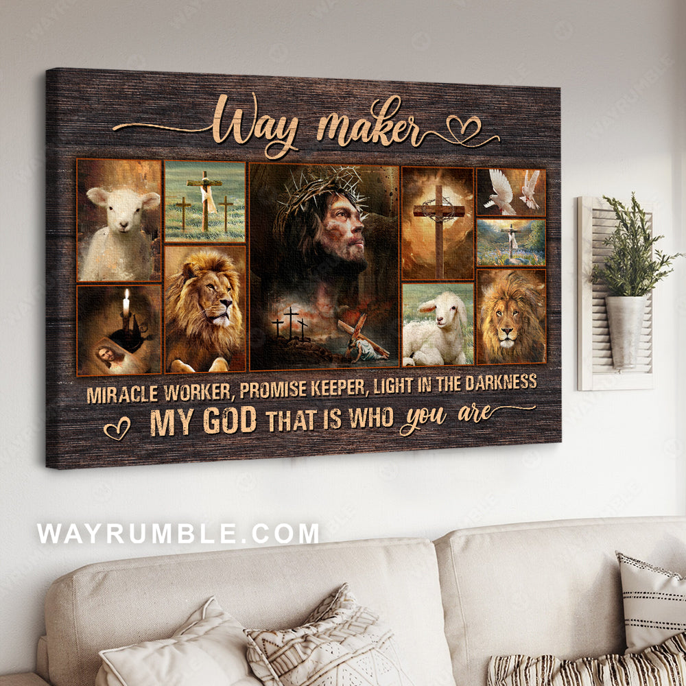 The Real Face Of Jesus, Jesus Symbol, Lion Drawing, Way Maker Miracle Worker – Jesus Landscape Canvas Prints, Christian Wall Art