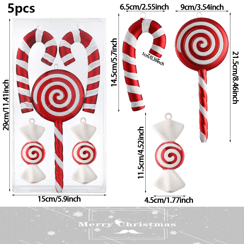 1box Christmas Candy Cane Hanging Ornament White Red Lollipop Cane Pendant Xmas Tree Home Party New Year Christmas Decor 2023 alx