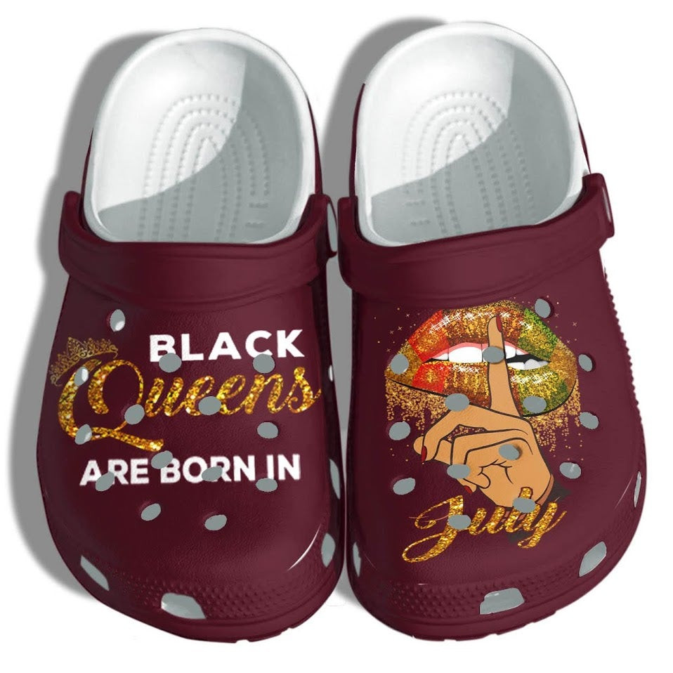 Black Queen July Birthday Crocs Shoes Clogs Merch Gifts – Africa Girl Lips Outdoor Crocs Shoes Clogs Gifts For Black Girl Women