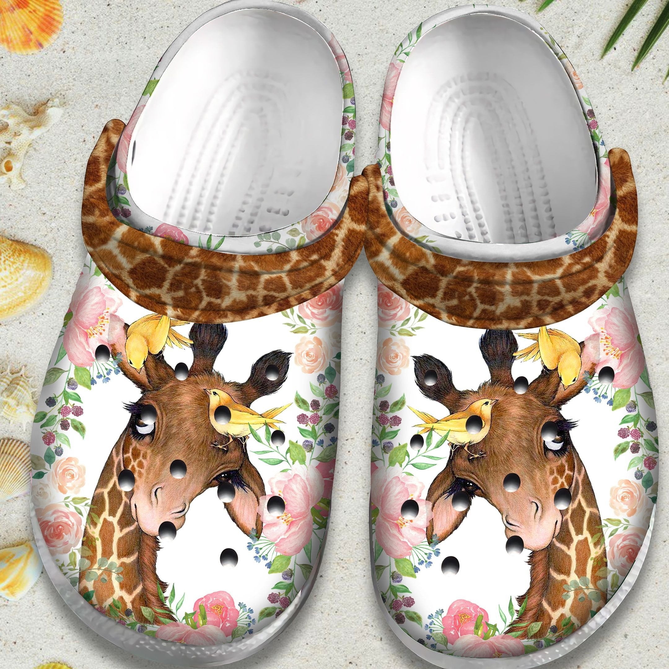 Flower Giraffe With Bird Shoes – Cute Animal Crocs Shoes Clogs Birthday Gift For Boy Girl – Giraffe-5Fw