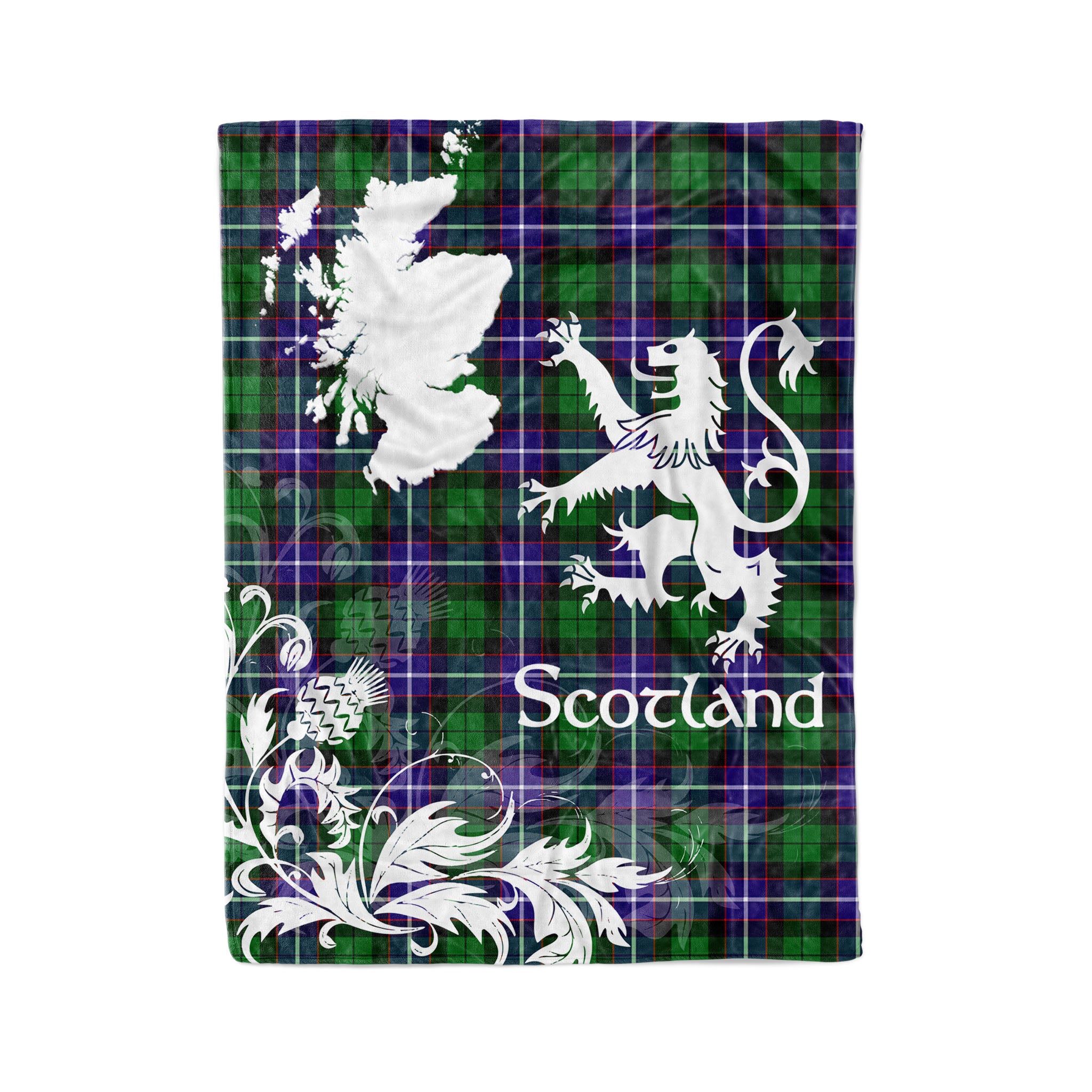 Tartan Plaid Fleece Blanket Tartan Blanket Thistle And Lion Scottish Clan Hunter Modern Plaid Blanket