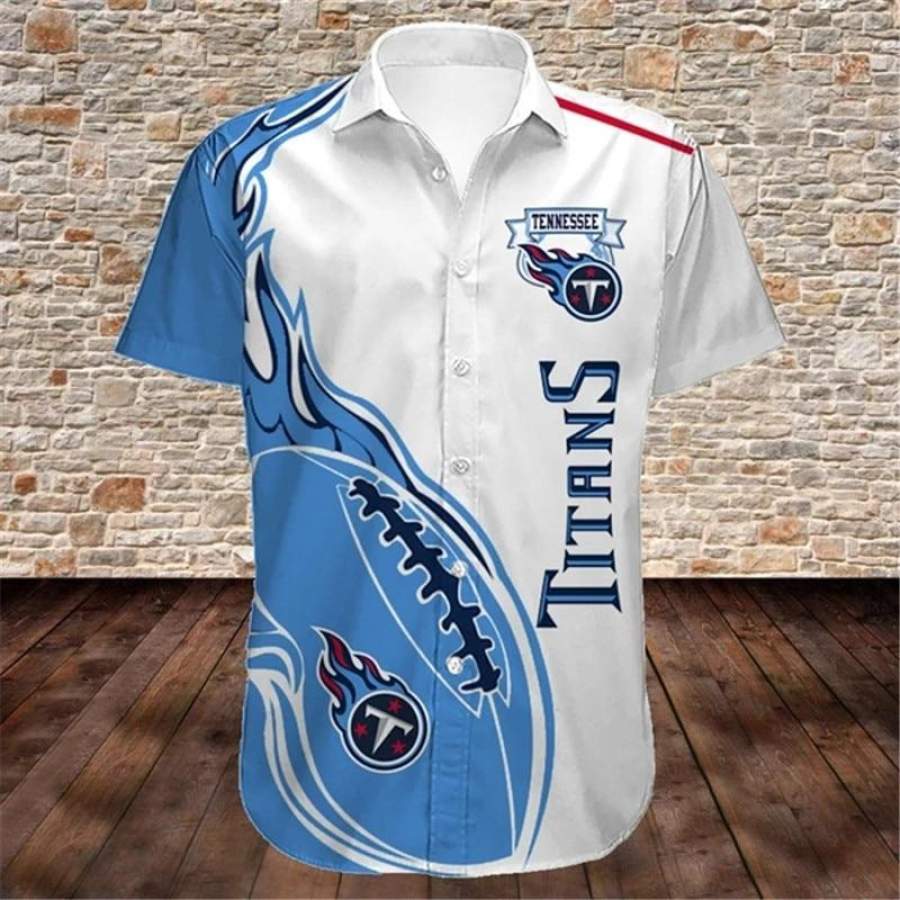 Tennessee Titans Men’s Shirt Fireball Button Short Sleeve