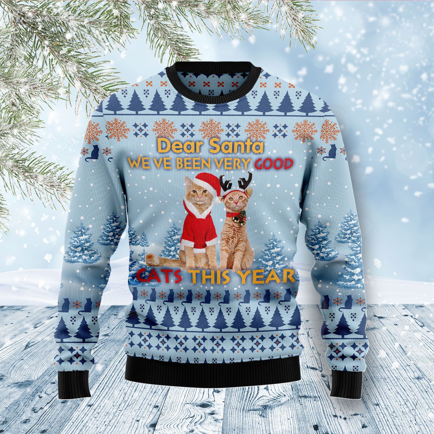 Cat Dear Santa D1711 Ugly Christmas Sweater