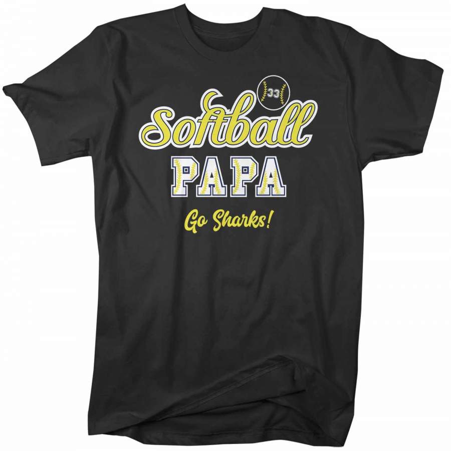 Men’s Personalized Softball T Shirt Custom Softball Shirts Softball Dad T Shirt Personalized Softball Papa
