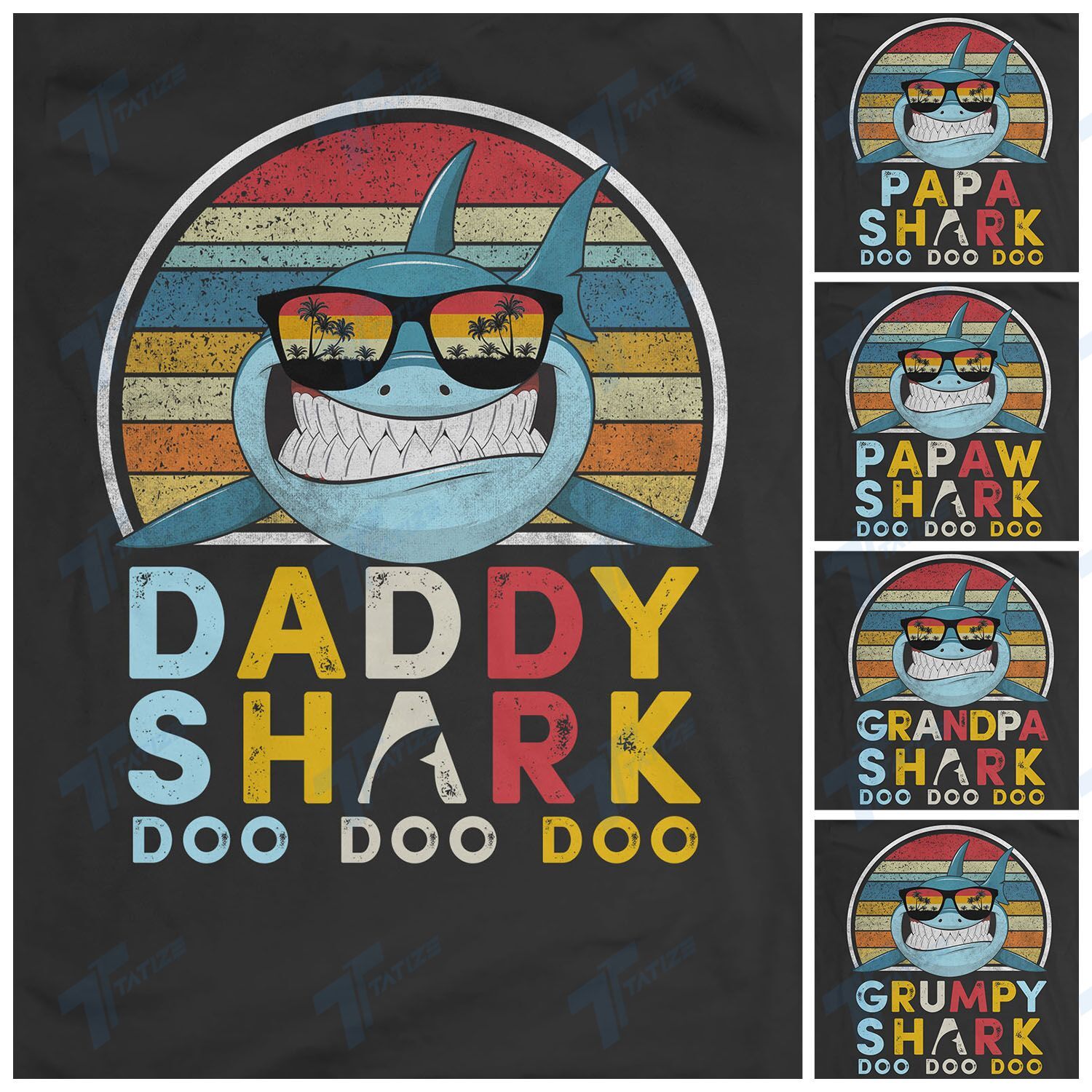 Vintage Papa shark doo doo doo Graphic Unisex T Shirt, Sweatshirt, Hoodie Size S – 5XL