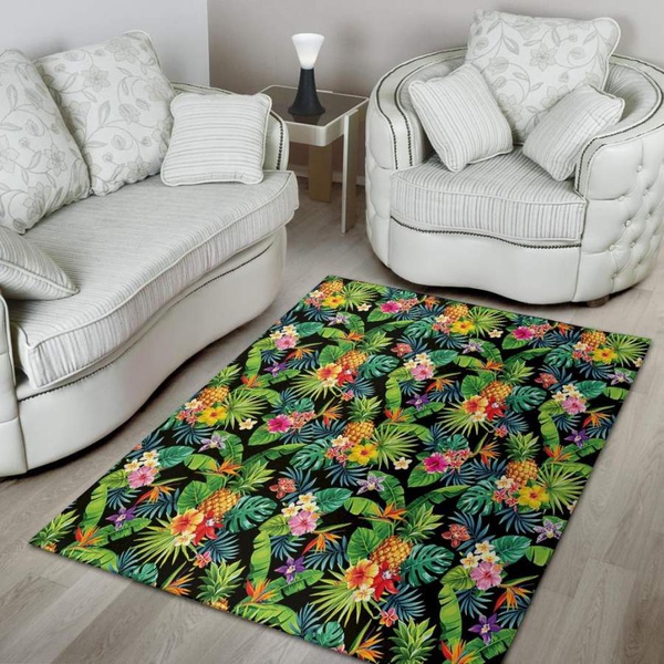 Tropical Hawaiian Floral Print Area Rug