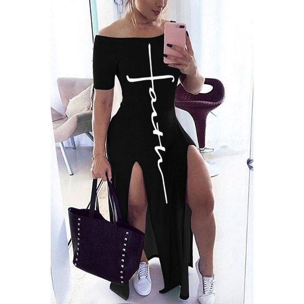 Bodycon Dress Short Sleeve Maxi Dresses for Women Off Shoulder Spring Summer Casual Long Boho Dress Vestido Feminino alx