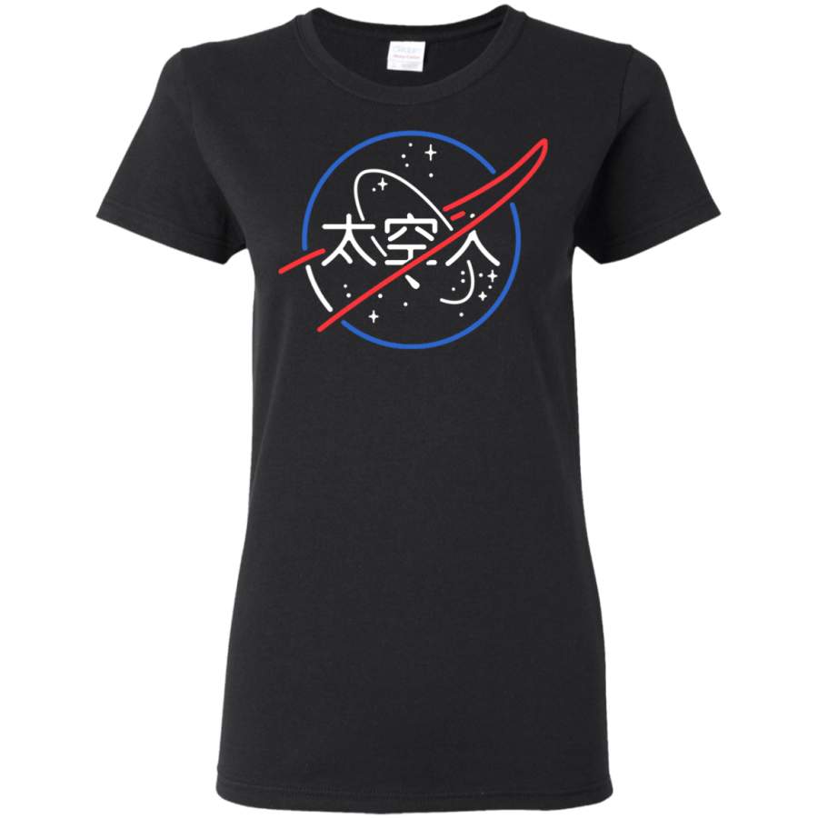 AGR NASA Aesthetic Japanese Neon Logo Womens T-Shirt