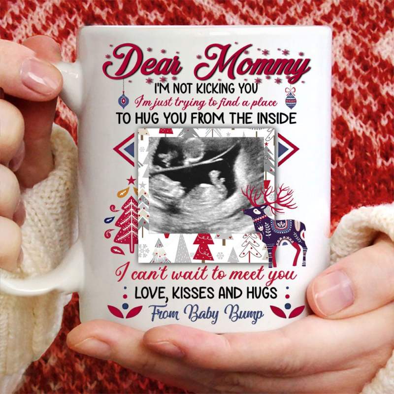 Personalized Gift For Mom To Be Love Kisses And Hugs Mug With Sonogram