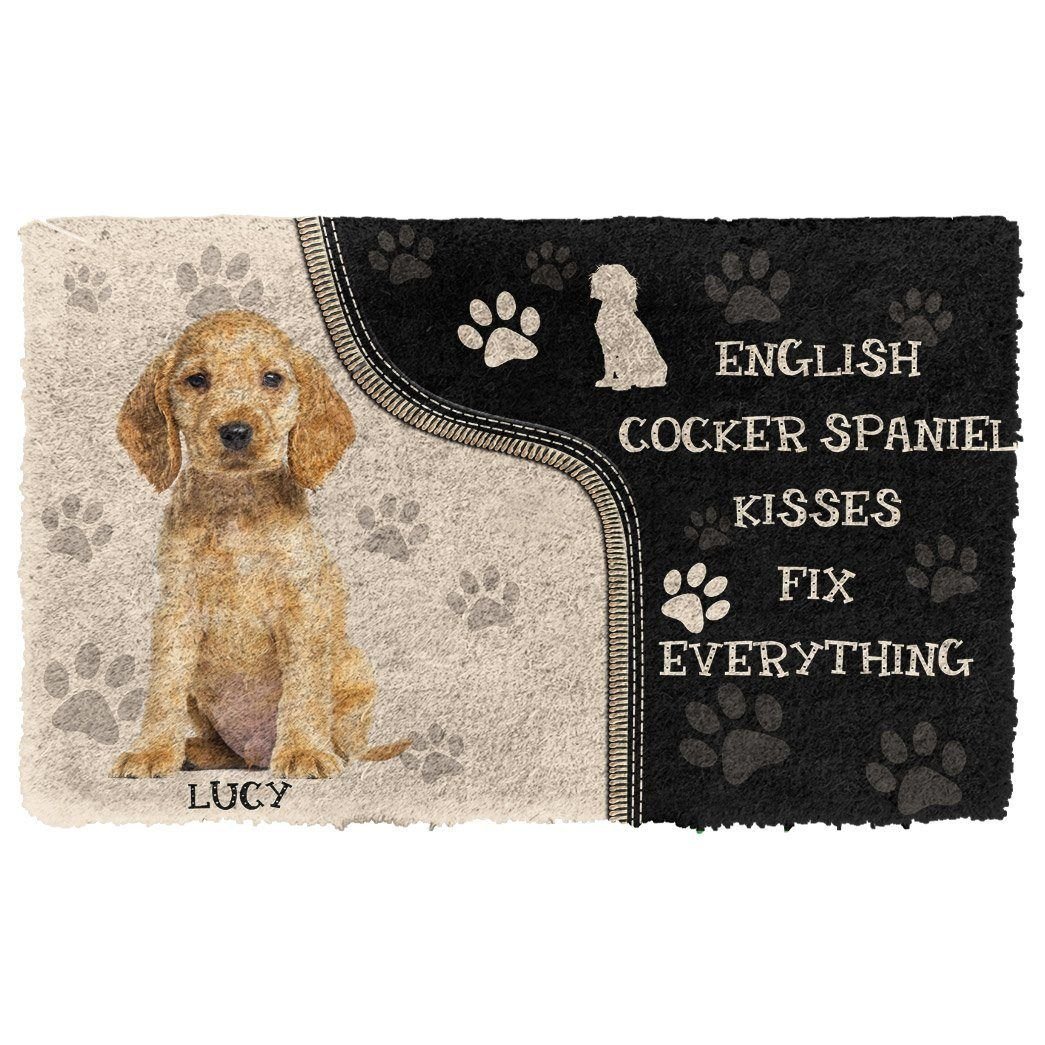 Gearhumans 3D English Cocker Spaniel Kisses Fix Anything Custom Name Doormat