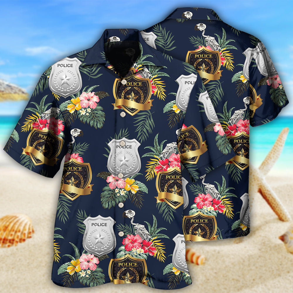 Police Tropical Floral Hawaii Shirt Ha55957