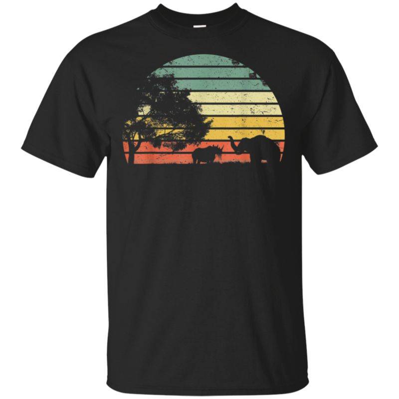 Vintage Africa Shirt Landscape Rhino Elephant Sunset African Shirt G200 Gildan Ultra Cotton T-shirt