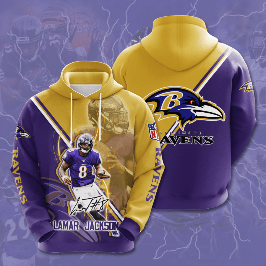 Baltimore Ravens Lamar Jackson 88 Unisex 3D Hoodie Gift For Fans