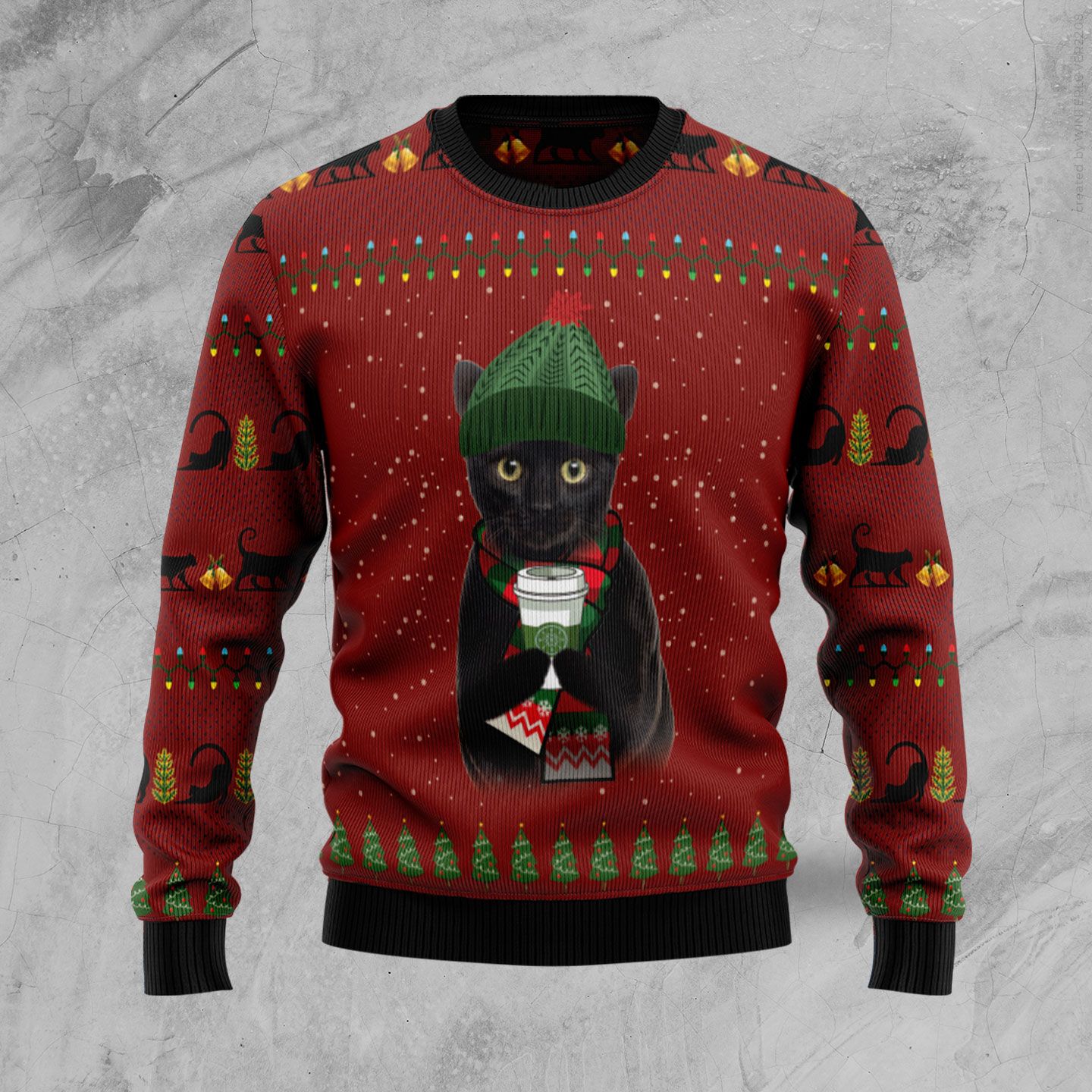 Black Cat Coffee TY1611 Ugly Christmas Sweater