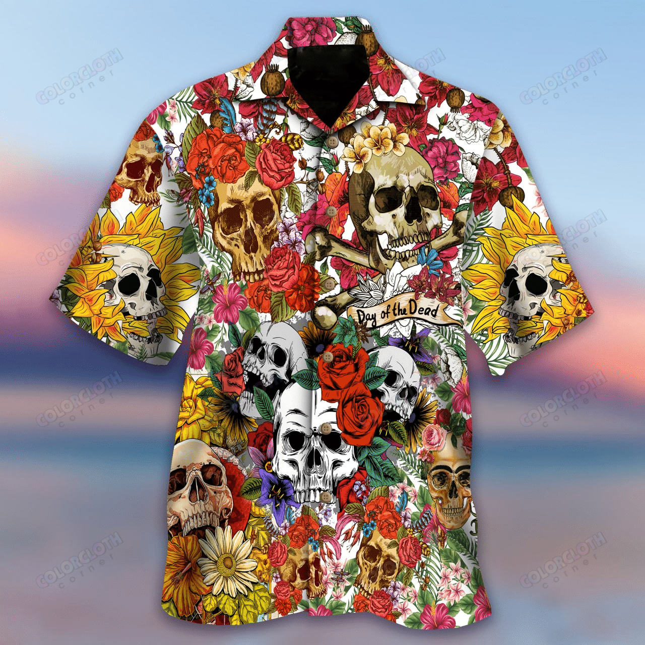 Day Of The Dead Flower Skull Hawaiian Shirt Ha15071