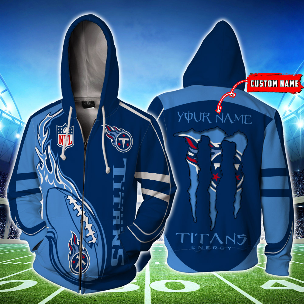 Tennessee Titans Custom Name Zipperhoodie 3D Ds001