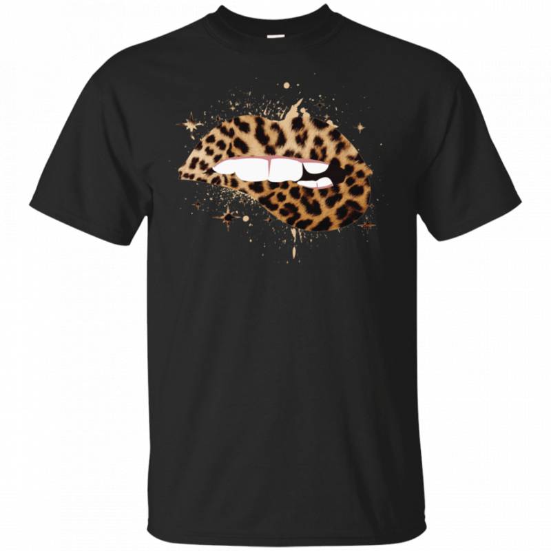 Leopard Print Lips New Make Up Trend Funny Girl Women Shirt