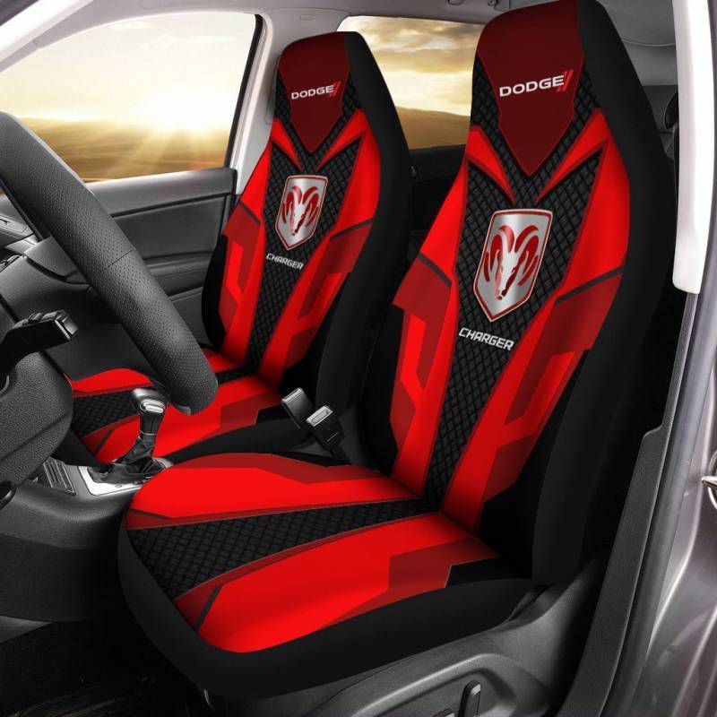 Dodge Charger TDV Car Seat Cover (Set of 2) Ver 1 (Red)