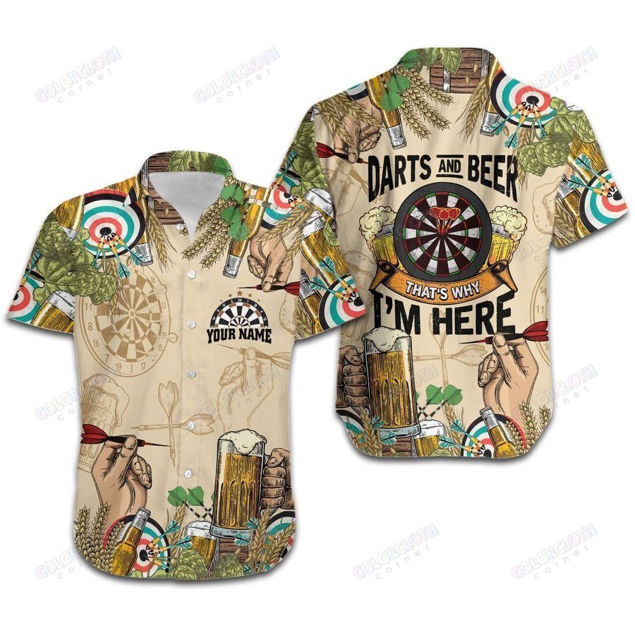 Darts And Beer Why Here Funny Personalized Hawaiian Shirt Ha24320