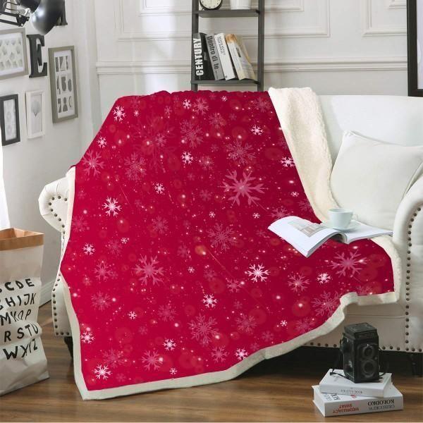 X-Mas Simple Snowflakes Pattern Blanket Christmas Decoration Ideas