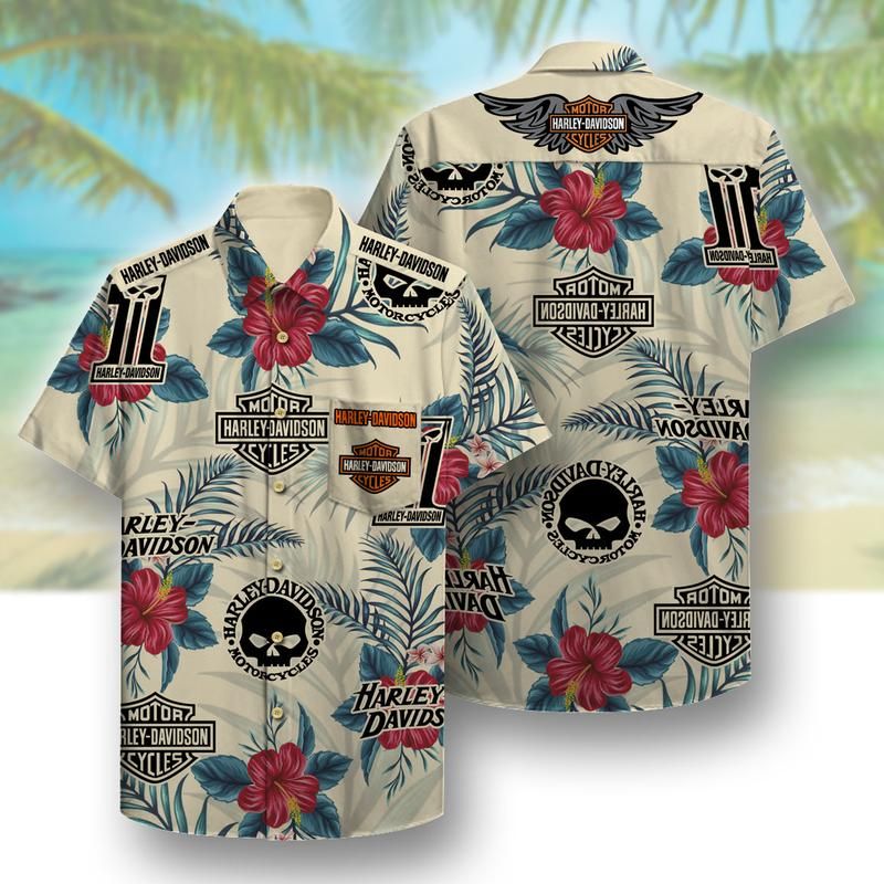 Limited Edition – Harley White Pattern- Hawaii Shirt-Tr00031-Tr