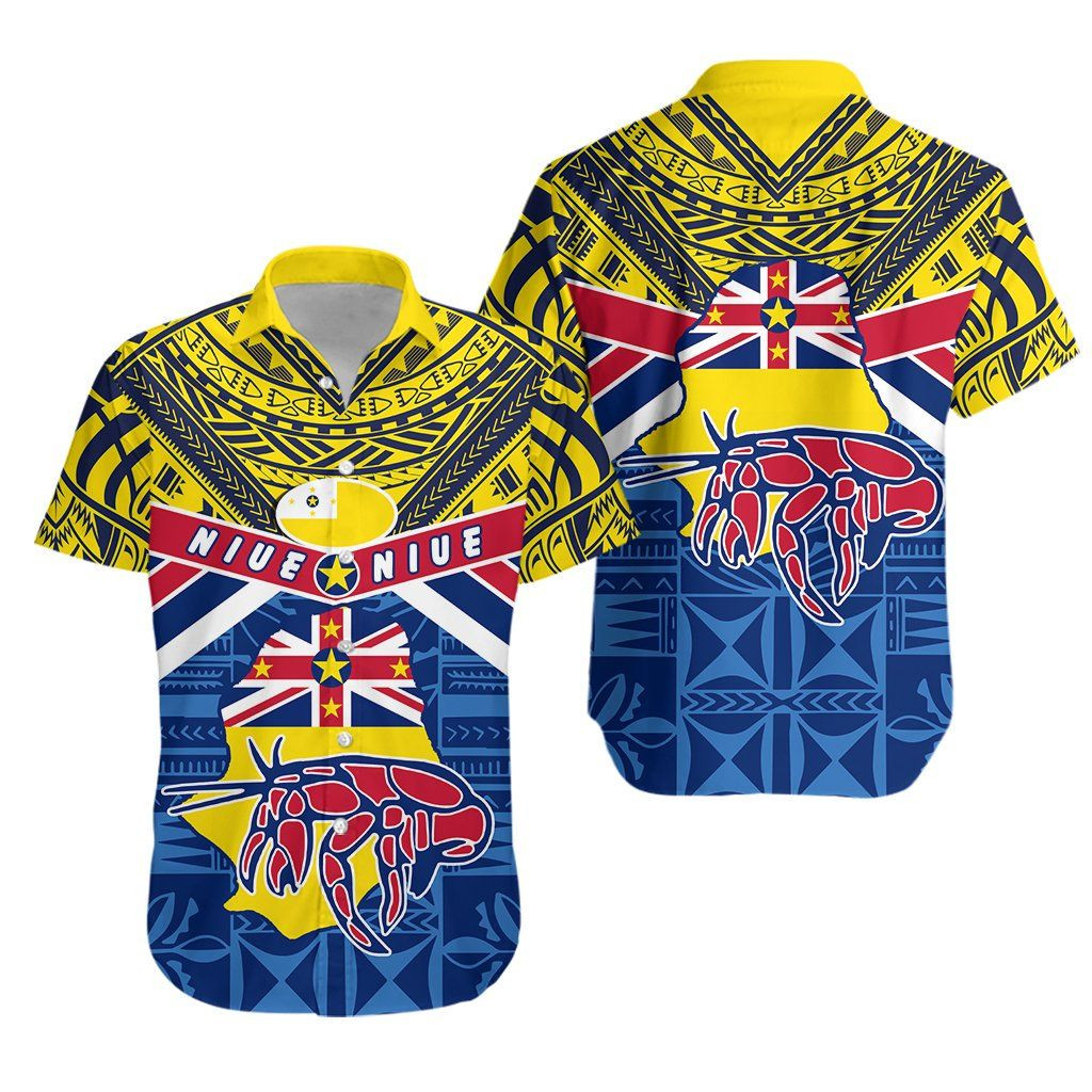 Niue Rugby Hawaii Shirt Polynesian Crab Map Ha76117