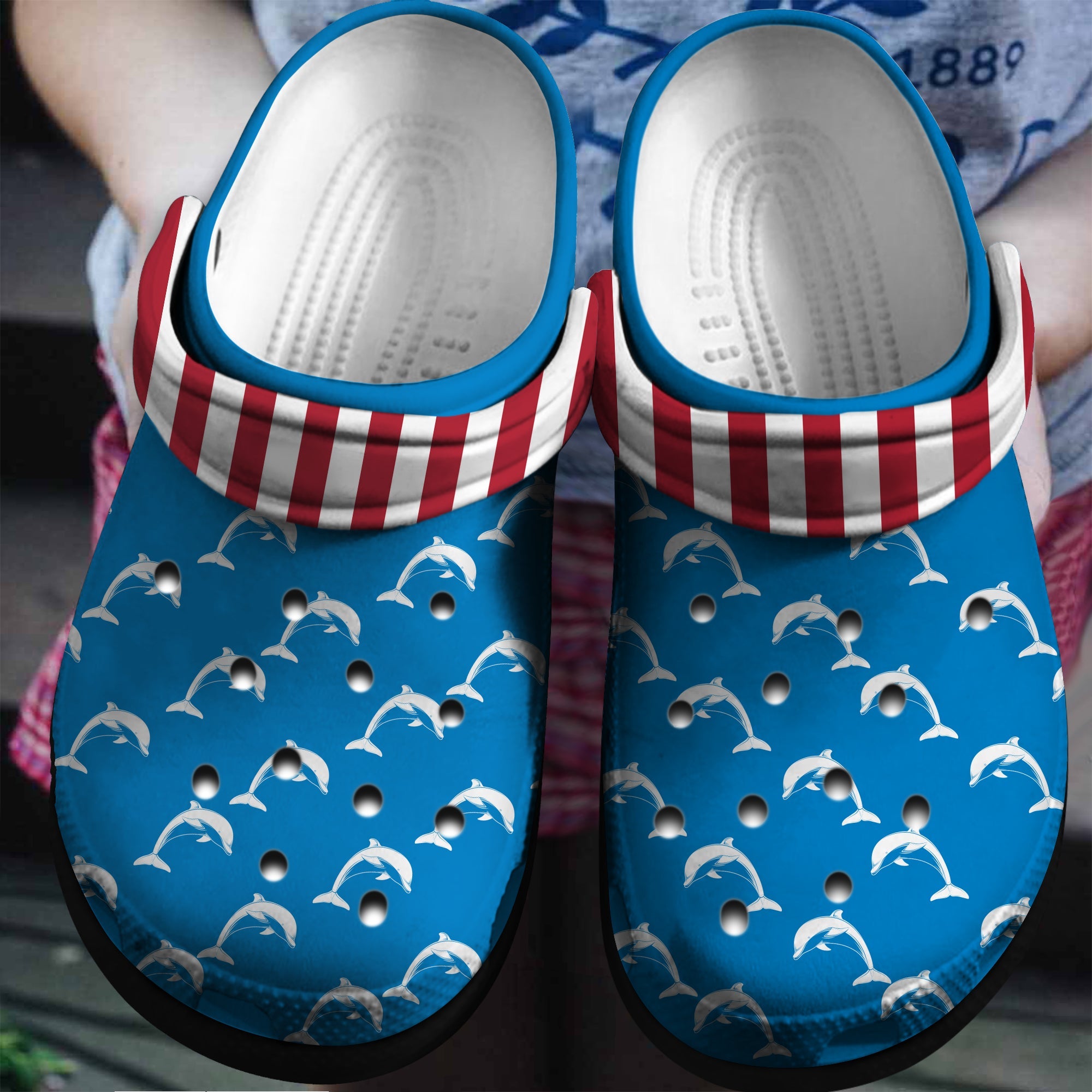 Dolphin America Flag Custom Crocs Shoes Birthday Gift – Ocean Halloween Shoes Croc Gift – Cr-Drn039