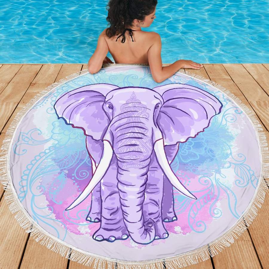 Purple Elephant Blanket Large Beach Blanket Towel Picnic Yoga Outdoor Mat