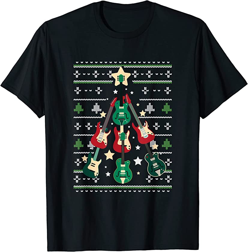 Ugly Christmas Guitarist Guitar X-Mas Santa Claus New Year T-Shirt